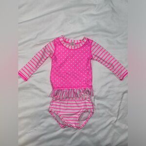 Ruffle Butts 6-12 Months Swimsuit Bathing Suit Rashguard Two Piece